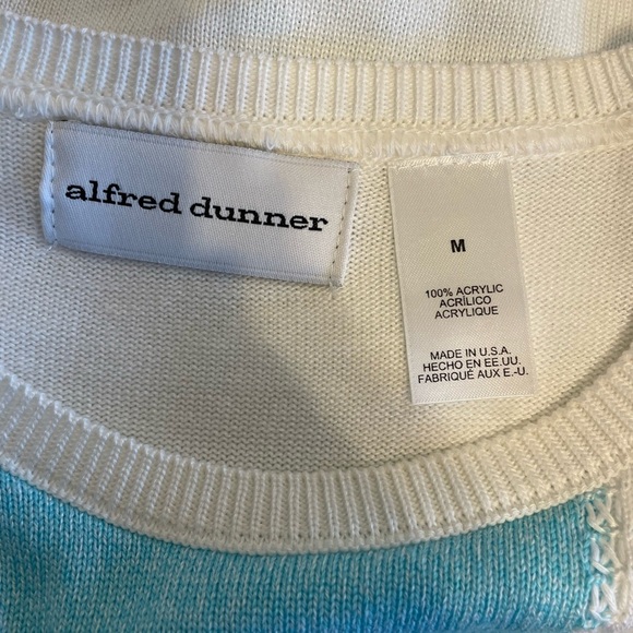 Alfred Dunner white & pastel patchwork design short sleeve sweater size medium - Picture 5 of 5